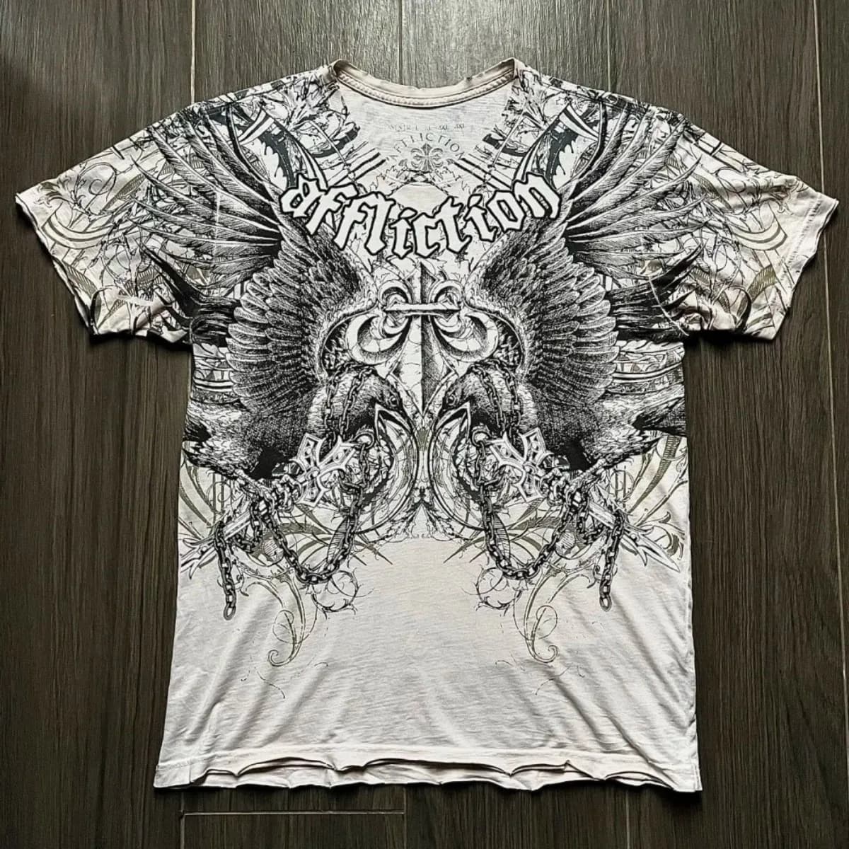 T-shirt d'été pour homme, col rond, imprimé ailes d'ange gothiques et lettres, confortable et respir