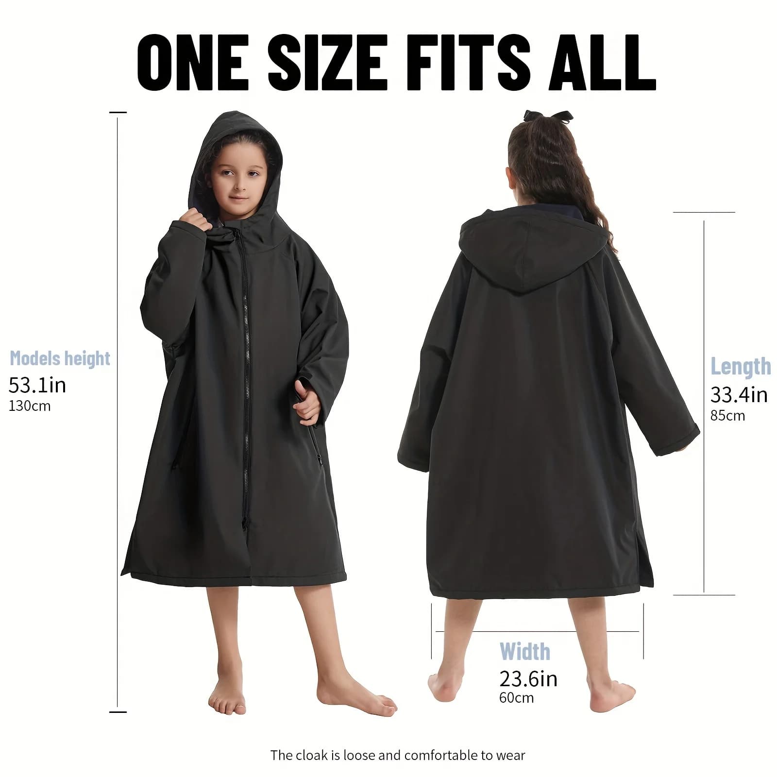 Mutao Poncho de Surf imperméable et coupe-vent, Robe à langer chaude d'extérieur à manches longues a