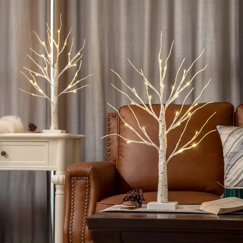 24 Led arbre scintillant de pâques fée lumière Branches d'arbre de bouleau 3AA et USB alimenté arbre