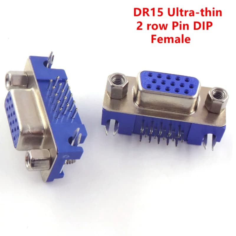 Interface VGA 3.08 DB15, trois rangées de trous de 15 broches, siège femelle Ultra-fin HDR15 DR15Pin