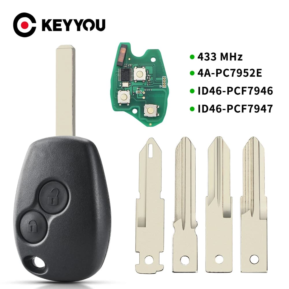 Clé à distance KEYYOU 2 boutons pour Renault Duster Modus Clio 3 Twingo DACIA Logan Sandero Kangoo 4