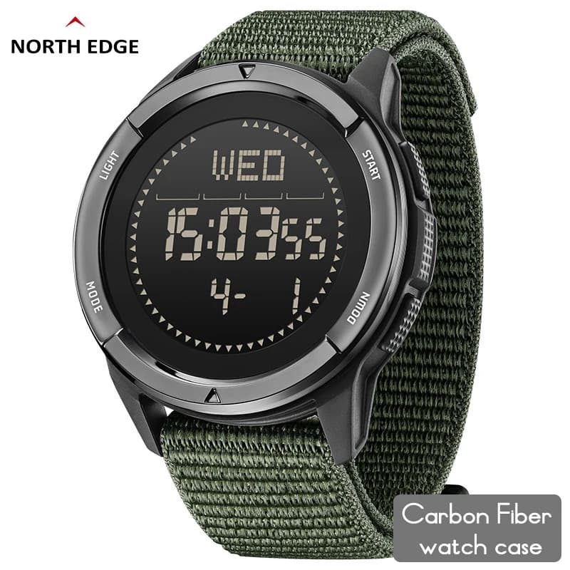 NORTH EDGE ALPS montre numérique en fibre de carbone pour hommes choc militaire sport boussole extér