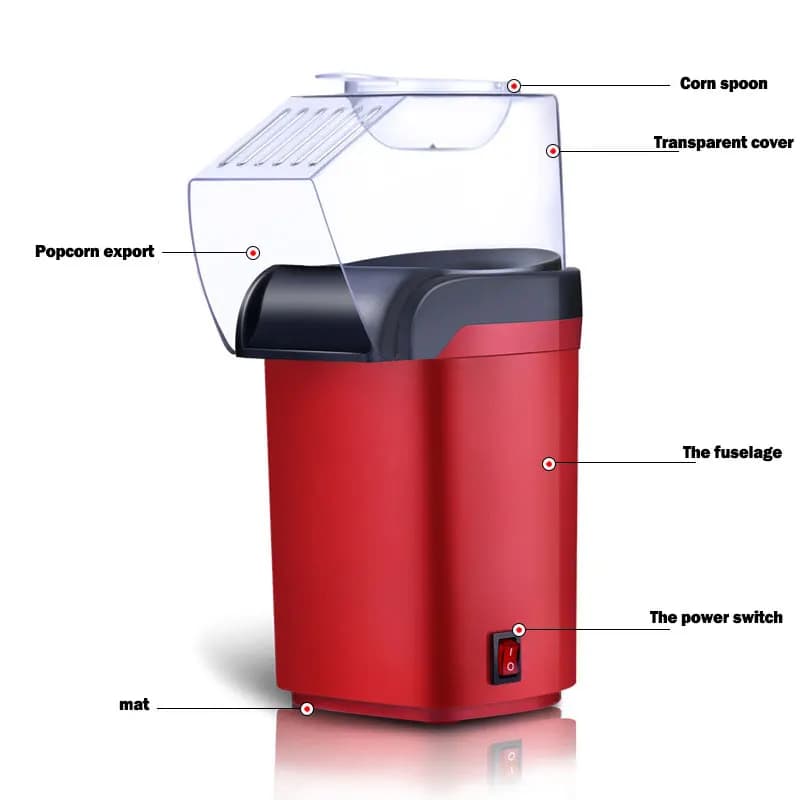Machine à Popcorn Électrique Entièrement existent de 1200W, Mini Appareil Efficace à Air Chaud, pour