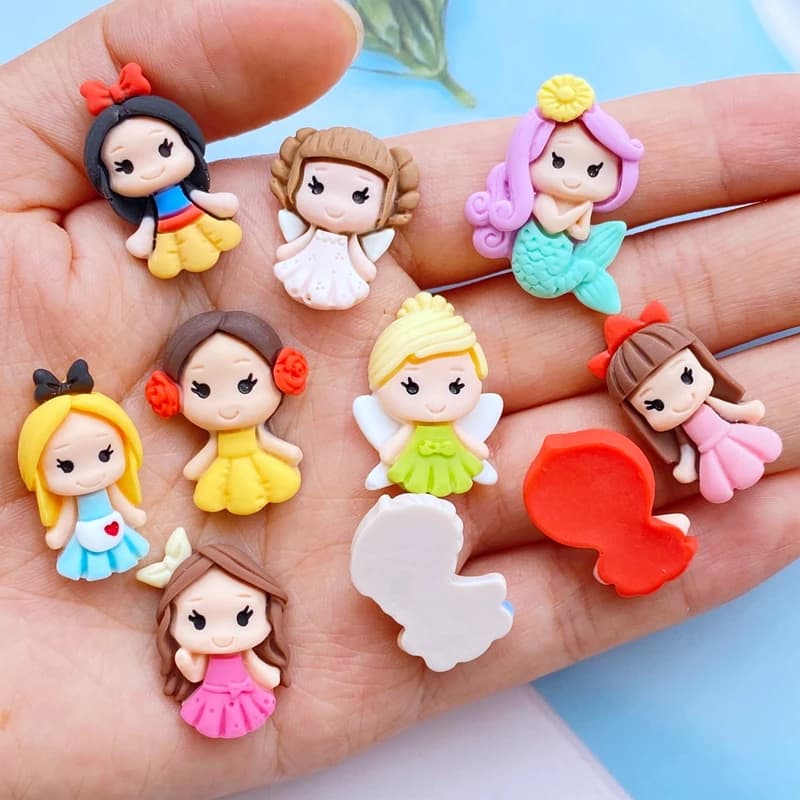 10 pièces nouveau mignon résine Mini dessin animé princesse dos plat Scrapbook Kawaii bricolage ameu
