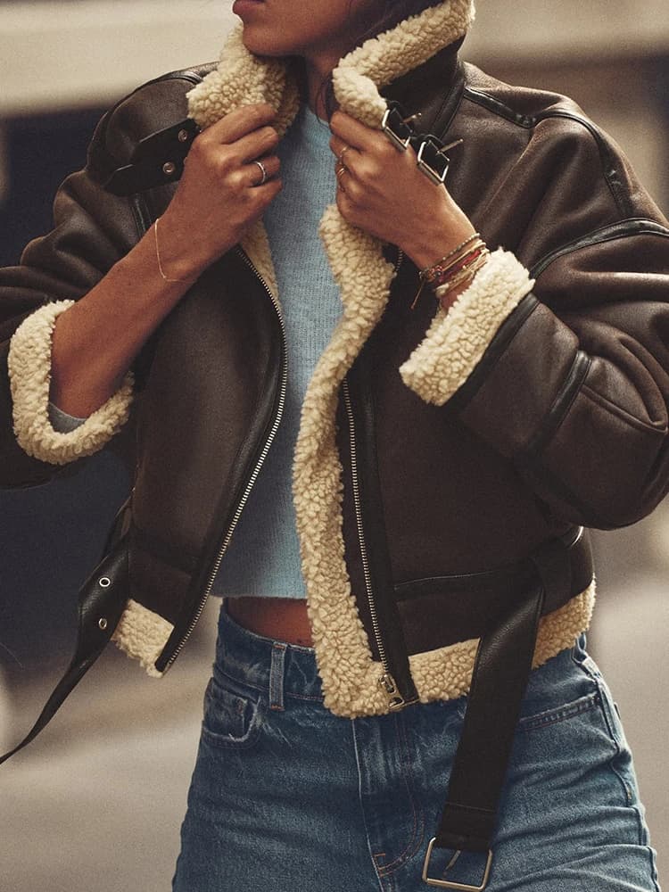 Ailegogo automne hiver femmes chaud lâche fausse fourrure agneau court manteau streetwear femmes Vin