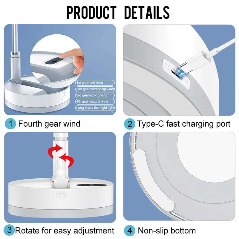 P10 10800mAh ventilateur Portable pliant USB télécommande refroidisseur d'air silencieux Rechargeabl