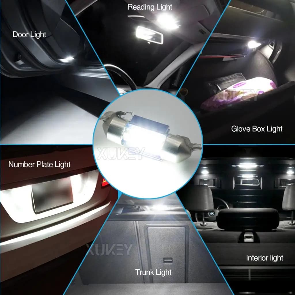 Ampoules LED feston pour voiture, 2/4x31mm, lampe de lecture en forme de dôme, blanche, Plug and Pla