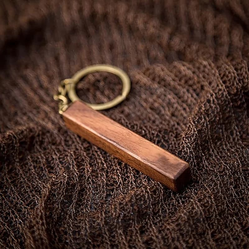 Porte-clés en noyer vierge en bois, 5 pièces, avec bracelet en cuir, porte-clés en bois inachevé pou