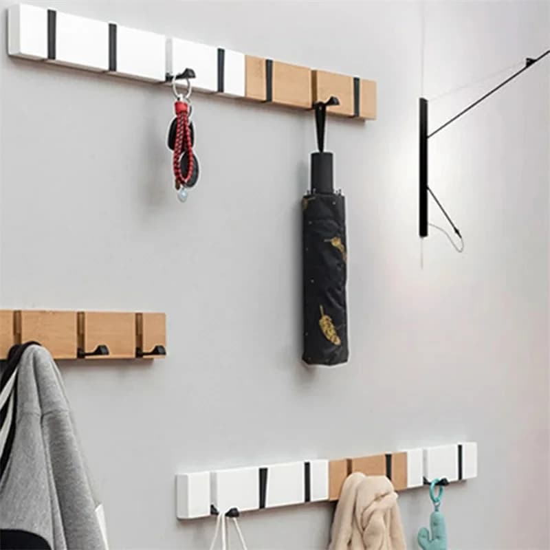 Crochets muraux pliables en bambou pour vêtements, étagère pour vêtements ménagers, porte-serviettes