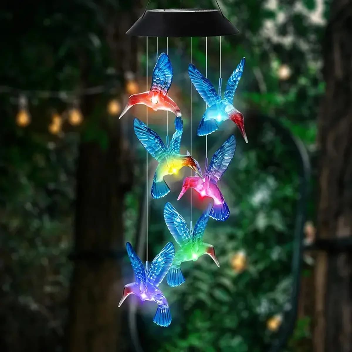 Carillons éoliens solaires à couleur changeante, 1 pièce, lumières colibri solaires d'extérieur, car