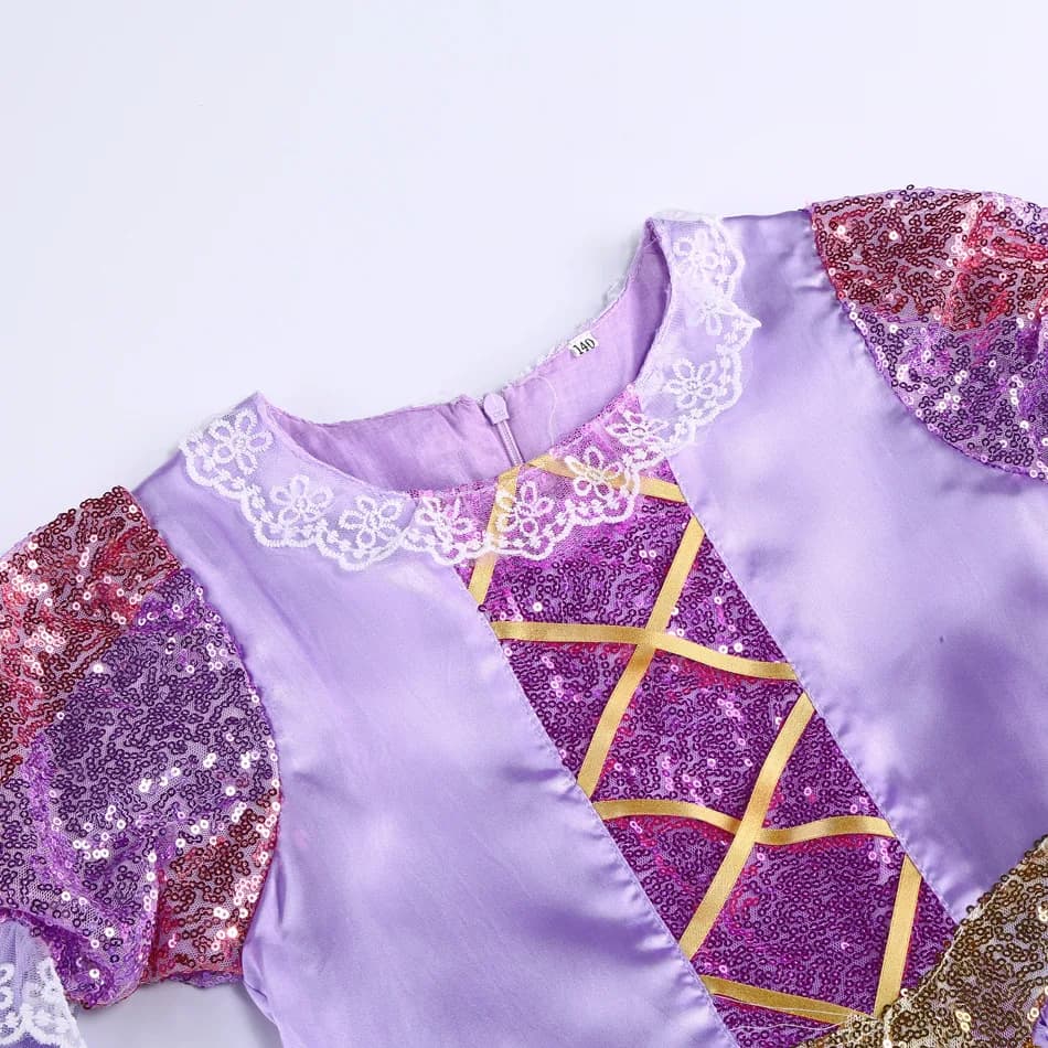Robe raiponce Disney pour filles, déguisement emmêlé pour enfants, Costume de princesse de carnaval,