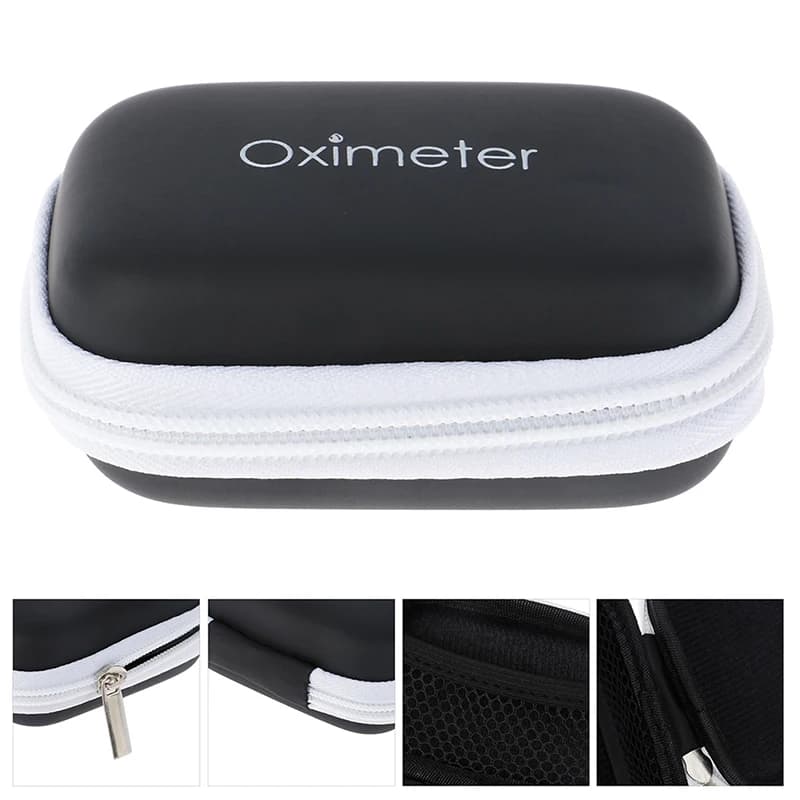 Moniteur d'oxymètre de pouls au doigt, compteur d'oxygène numérique, sac à fermeture éclair
