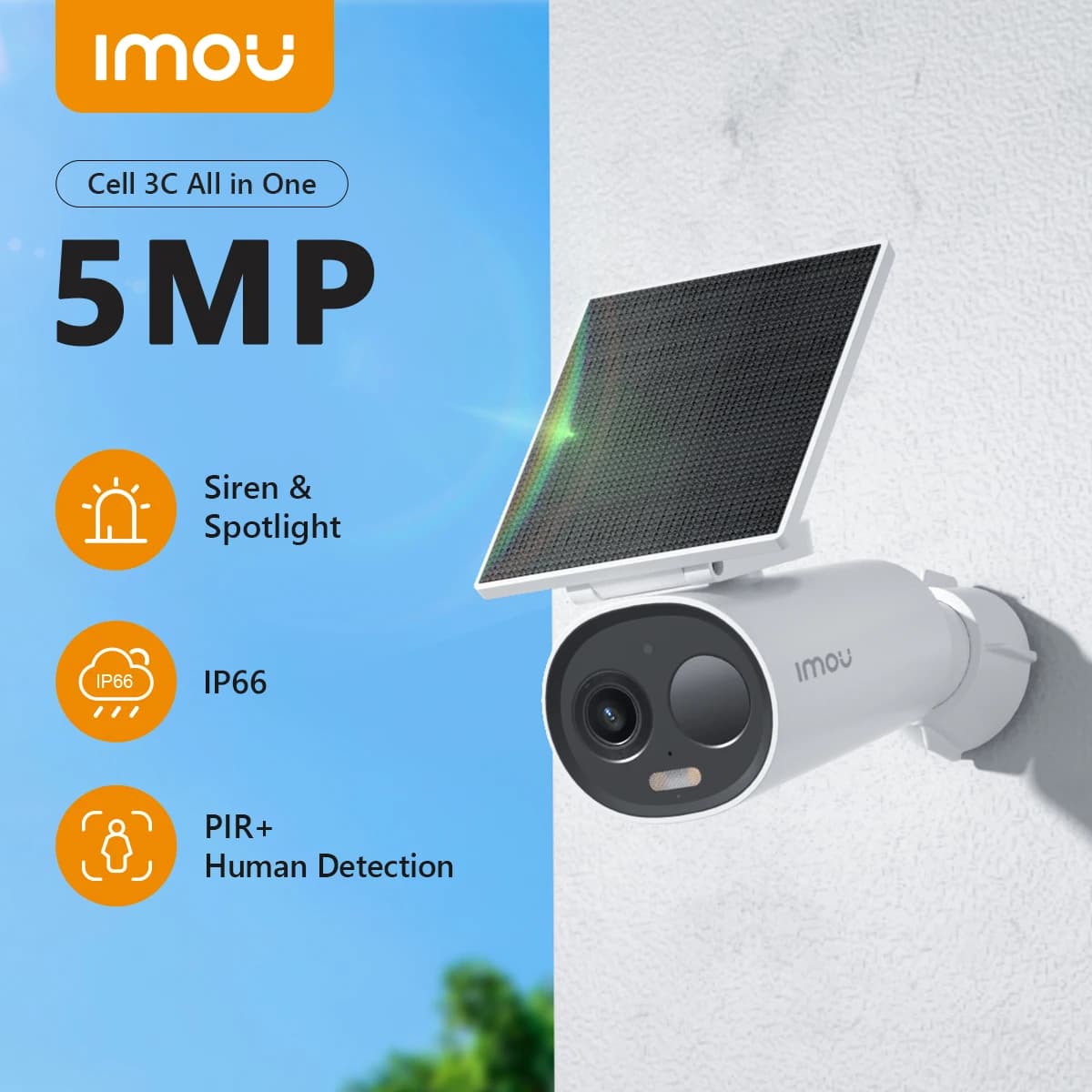 IMOU 3K caméra de sécurité solaire 5MP extérieur sans fil 2.4Ghz WIFI caméra batterie caméra intelli