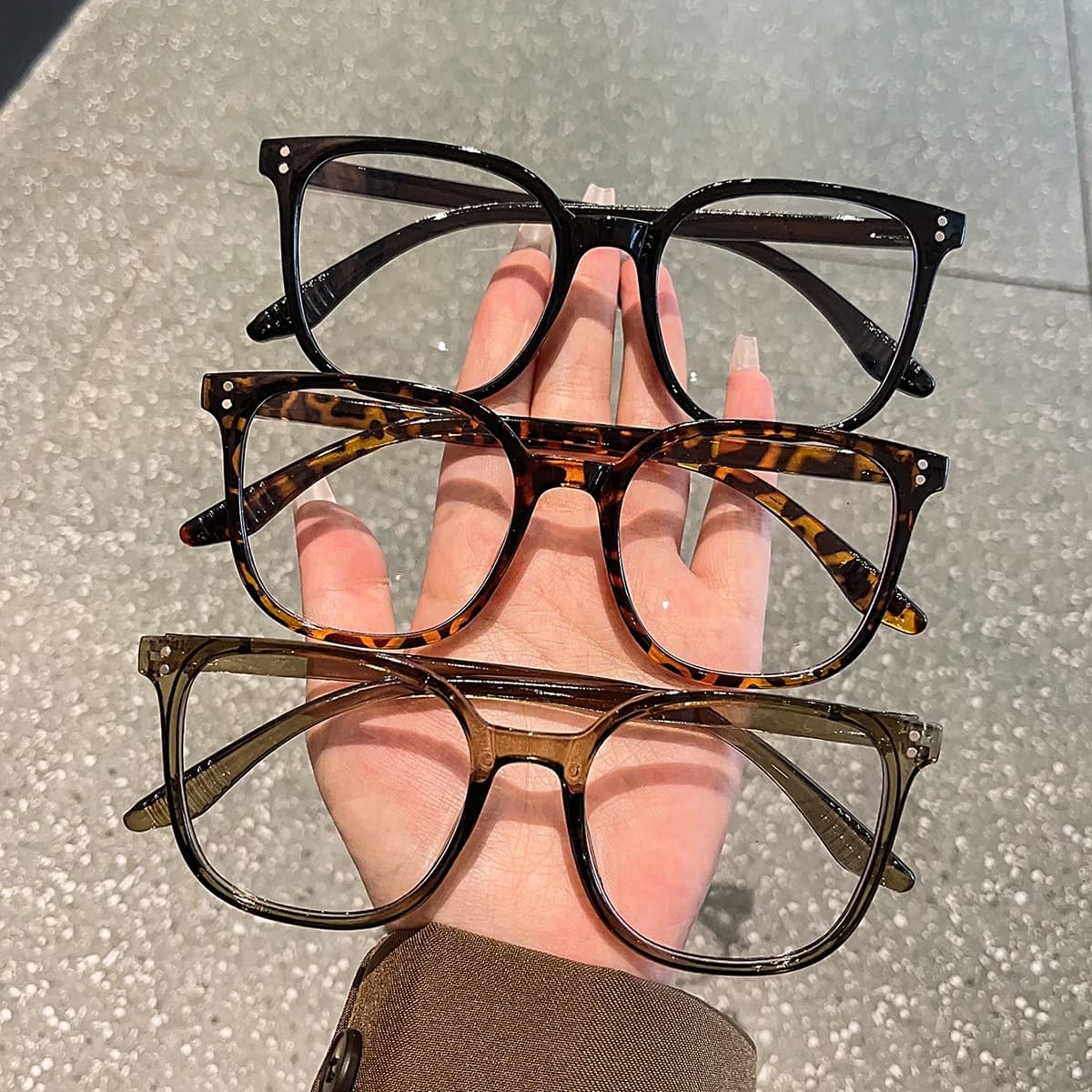 Ensemble de lunettes à monture carrée populaire européenne et américaine, 1 pièce/3 pièces/4 pièces/