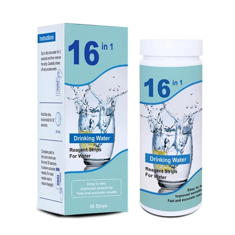 Kits Test d'eau potable 16 en 1, bandelettes Test haute sensibilité, détection du pH, dureté, du chl