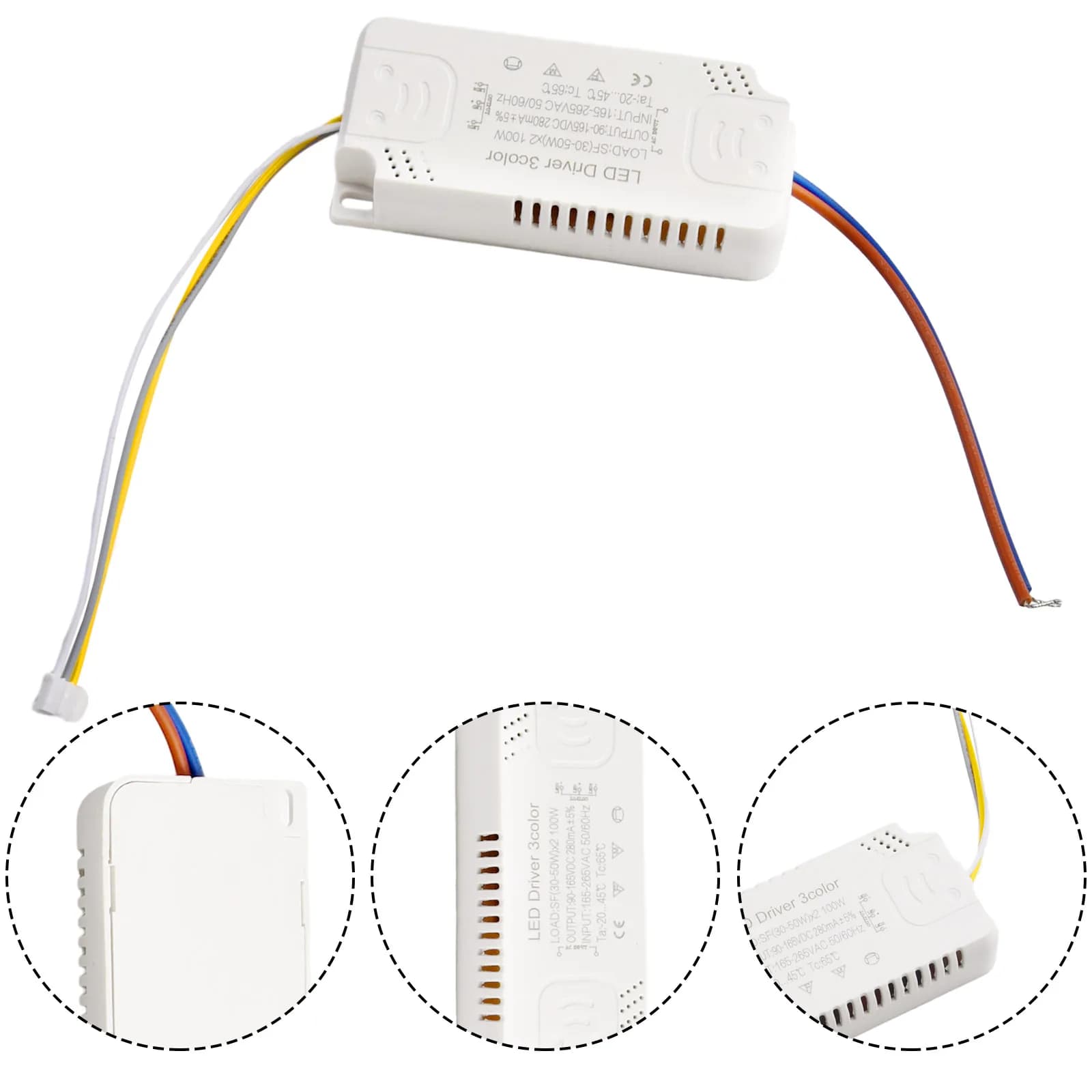 Adaptateur de pilote LED 3 couleurs, 8-24W 20-40W 30-50W 40-60W 50-70W pour éclairage LED, remplacem