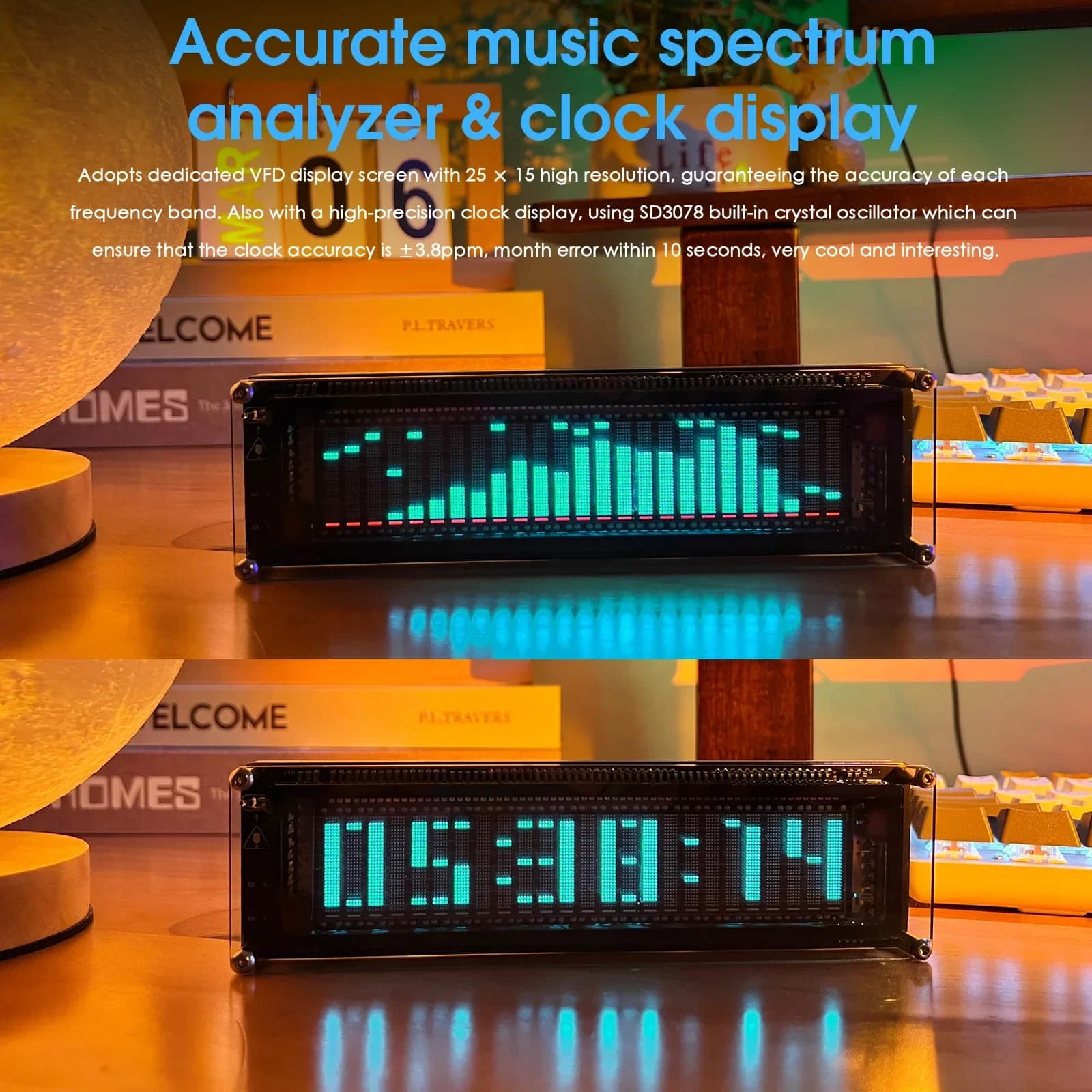 Nobsound AK2515 Bluetooth 5.0 micro ramasser analyseur de spectre Audio VFD sonomètre VU mètre écran