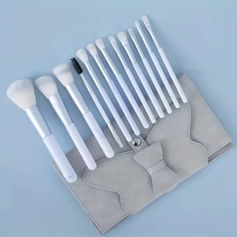 Ensemble de 12 pinceaux de maquillage bleus, pour fond de teint, anticernes, blush, poudre, fard à p