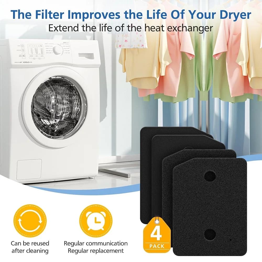 Lot de 4 filtres de socle pour sèche-linge Miele T1, filtre anti-peluches en mousse pour sèche-linge
