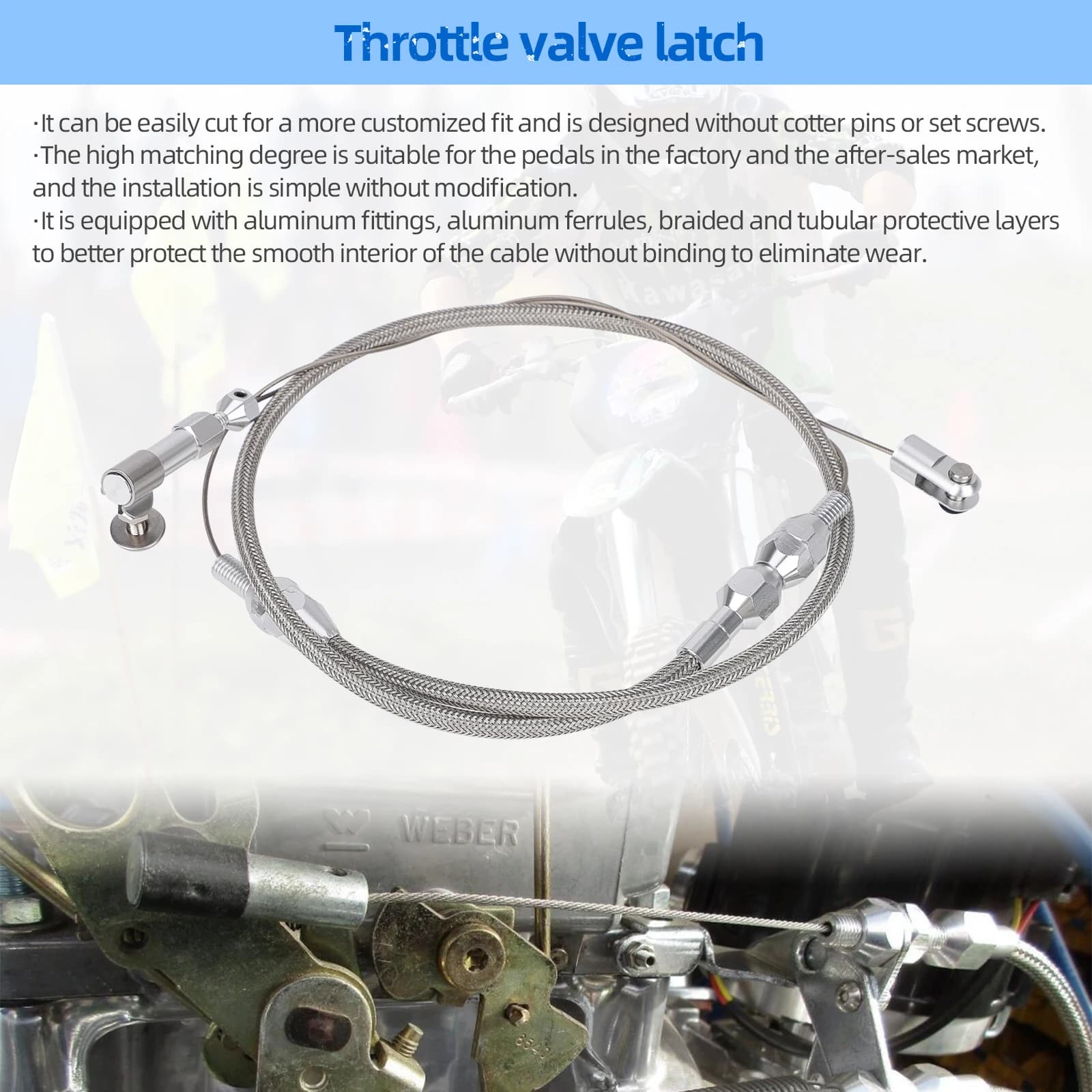 Kit de câbles de boîtier de papillon en acier inoxydable tressé de 24/36 pouces pour moteur Chevrole