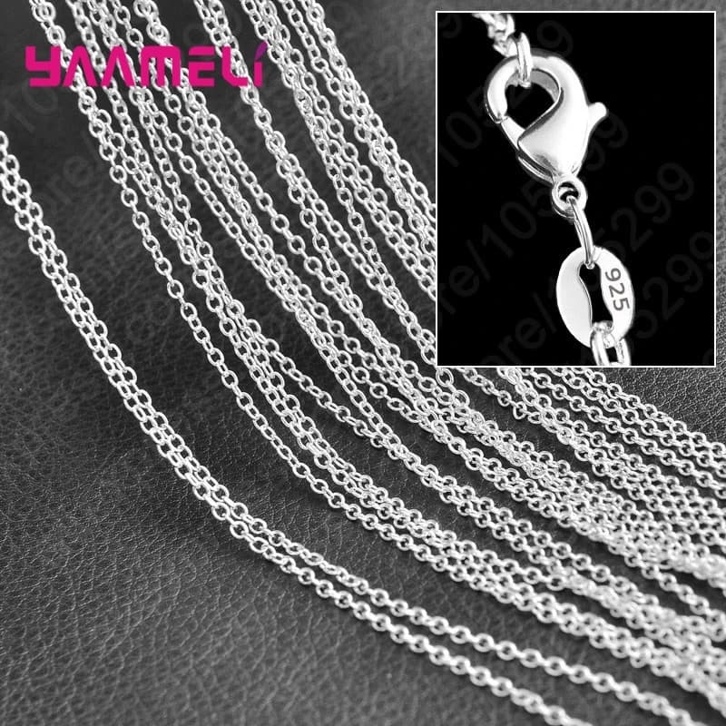 Chaîne à maillons en argent Sterling 925 pur, bijoux de collier avec fermoirs à homard lisses et sol