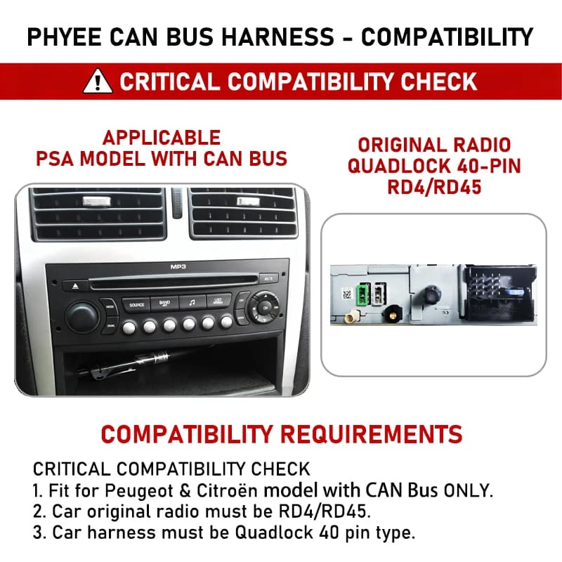 Décodeur de Bus CAN de faisceau de câbles Quadlock, rétention BSI SWC, métier à tisser Radio Android