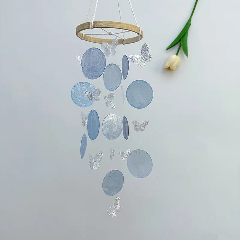 Carillons éoliens en coquillage papillon, attrape-rêves suspendu pour jardin, extérieur, intérieur, 