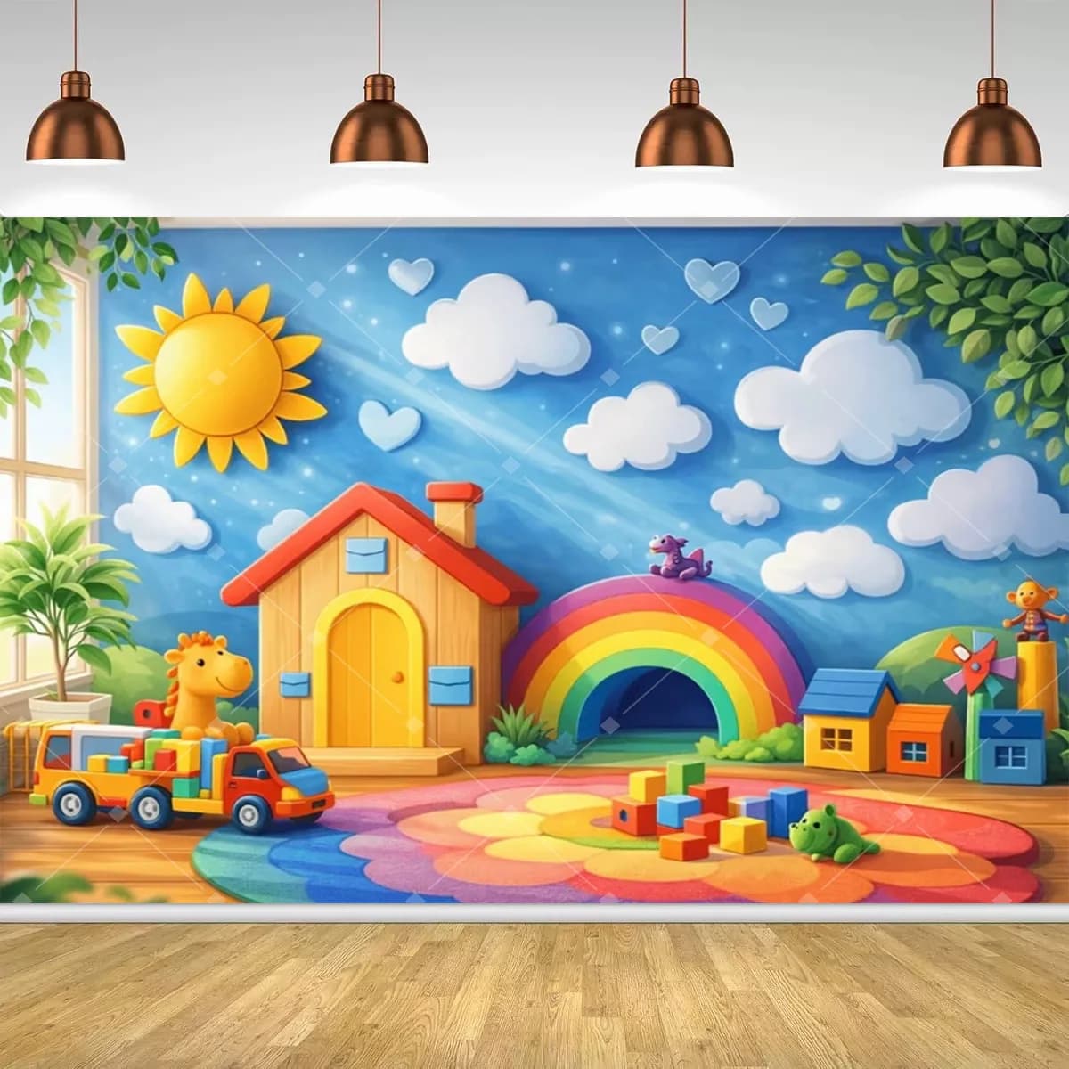 Toile de fond pour fête de remise des diplômes de maternelle, bannière de célébration de la remise d