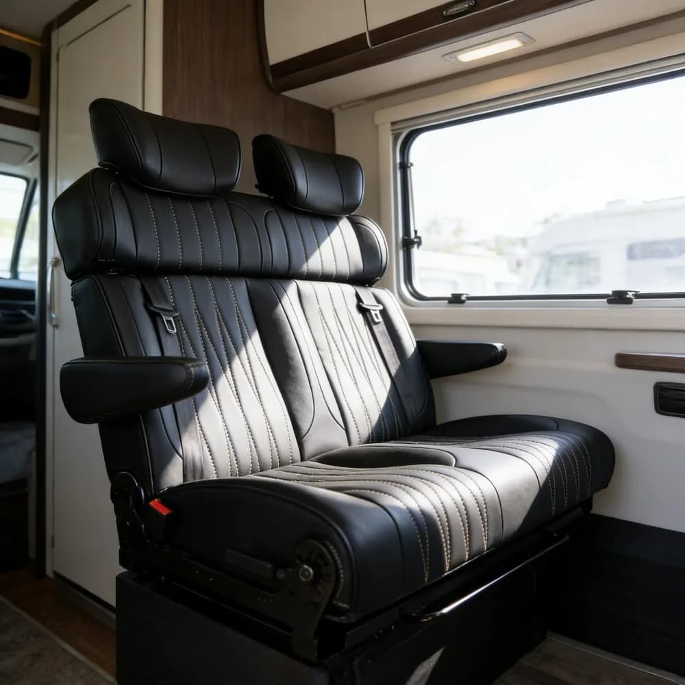Siège de camping-car convertible réglable, sellerie en cuir de luxe sur mesure, 2/3 places, adapté a