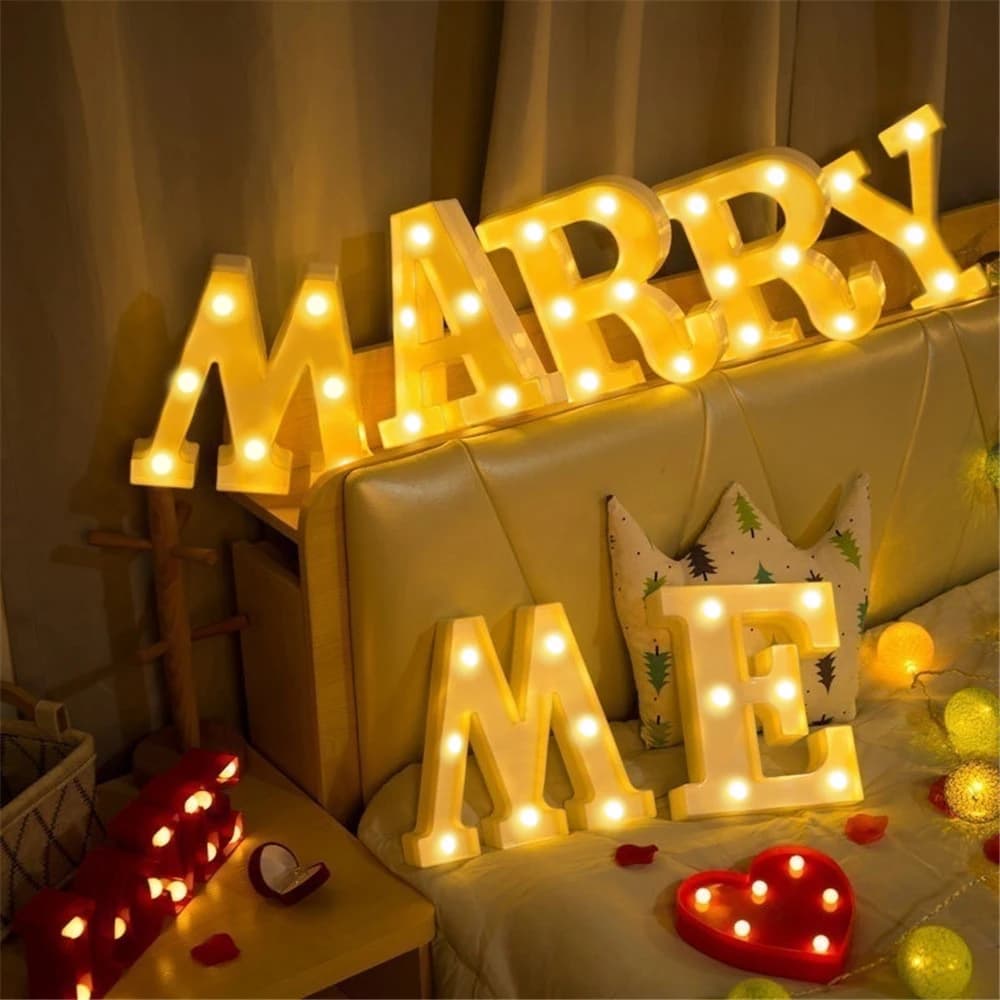 Lampe LED Colorée avec 26 Lettres Anglaises, Design, pour Mariage, Anniversaire, Proposition, Confes