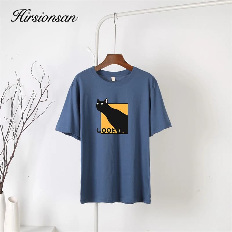 Hirsionsan – t-shirt imprimé dessin animé pour femmes, 2023 coton, Kawaii, vêtements grande taille, 