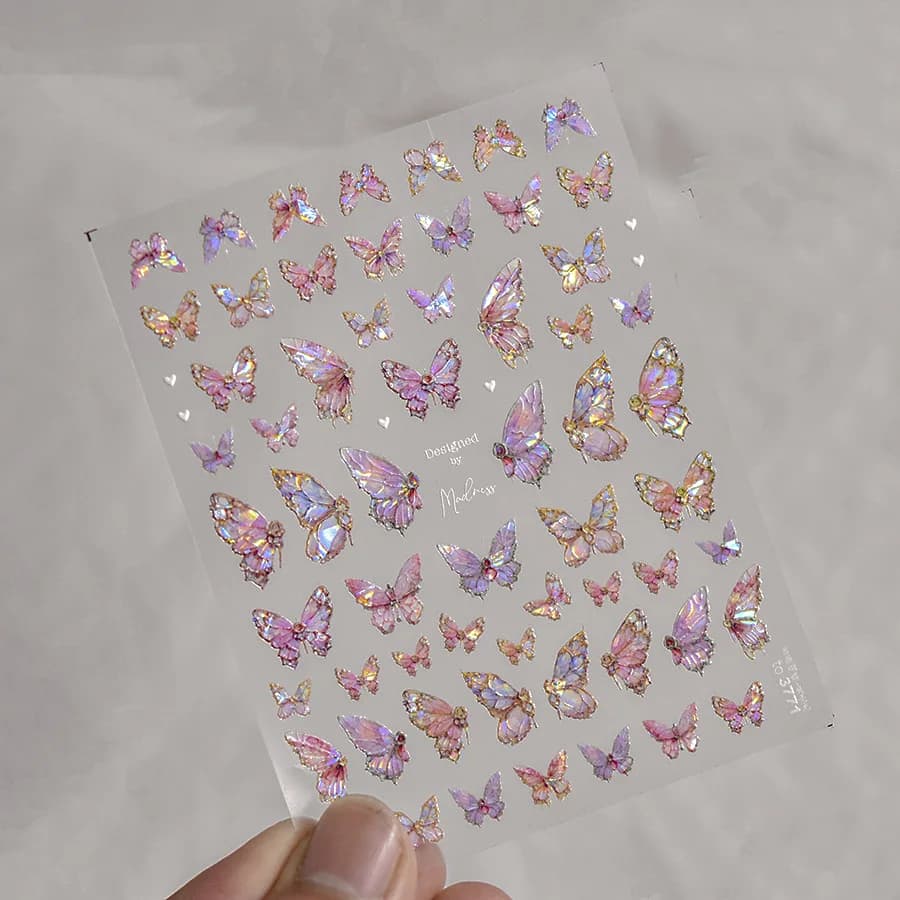 Autocollants pour Nail Art papillon aurore en relief 5D, 1 pièce, autocollants auto-adhésifs pour dé