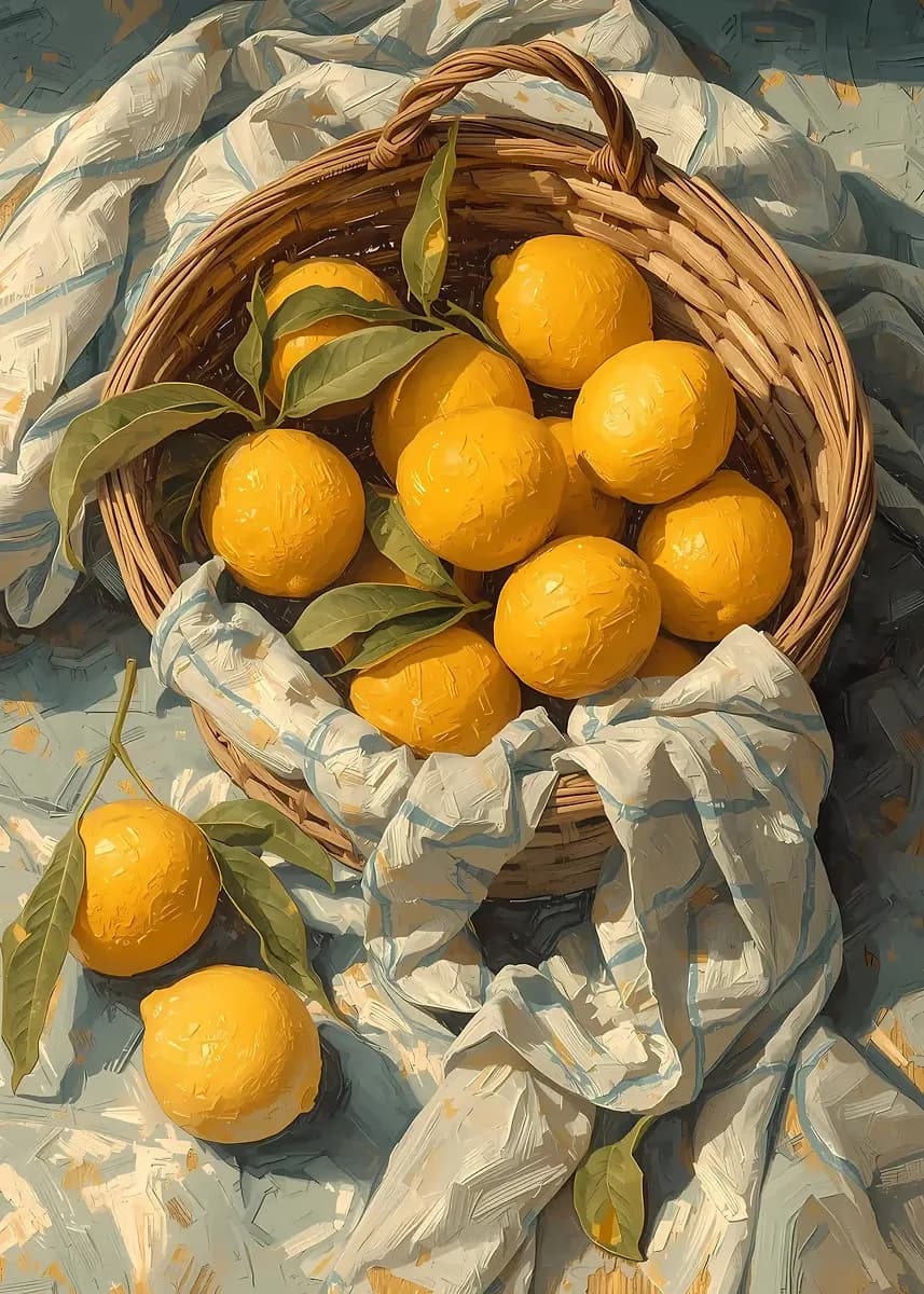 Affiche de peinture sur toile, impressions sur toile de citrons intemporels, tableau mural de fruits