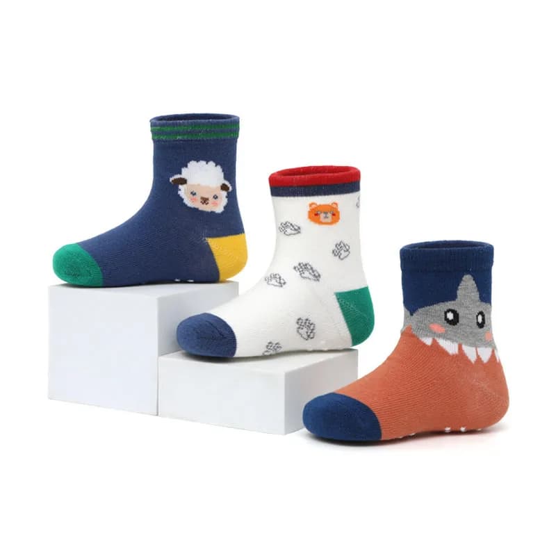 6 paires de chaussettes antidérapantes pour garçons et enfants, motif de dessin animé mignon, respir