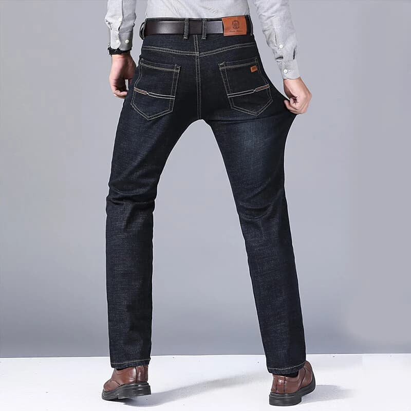 Hommes doux droit Denim pantalon 2025 automne classique affaires noir Biker jean salopette Masculino