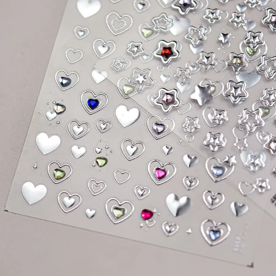 1 pièce 5D couleur cristal étoile ongles autocollants haute qualité amour brillant argent creux frot