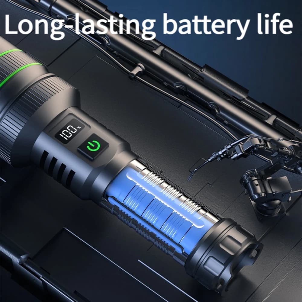 Torche tactique longue portée, lampe de poche LED haute puissance, Rechargeable par USB, lampe à lum