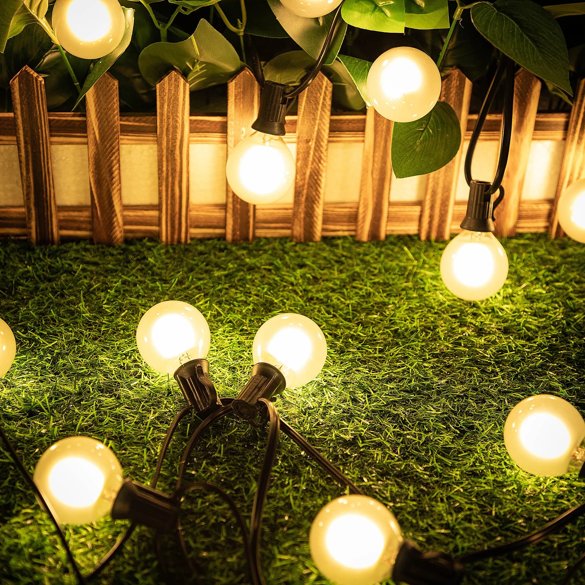 Guirlande lumineuse d'extérieur étanche G40, verre laiteux givré E12, ampoules LED de remplacement, 