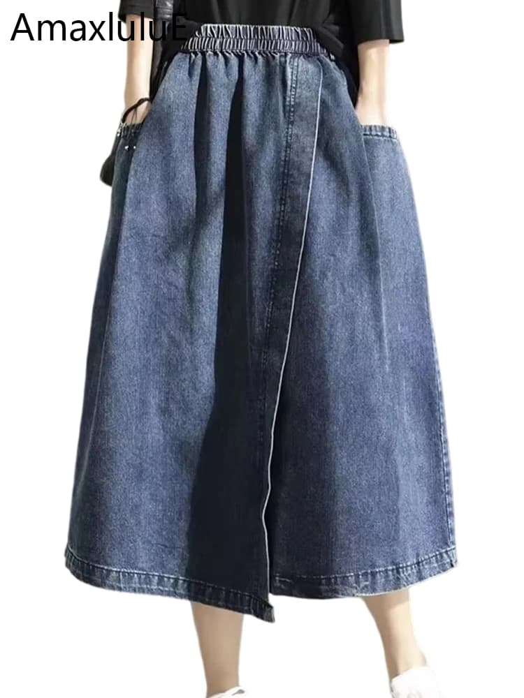 Amax luluE 2024 printemps nouveau Streetwear femmes mode Vintage jupes en Denim amples femmes de lux