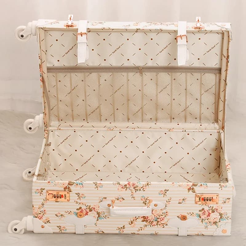 Valise de voyage Vintage pour femmes, ensemble de sac à main, chariot d'embarquement, bagages, roue 