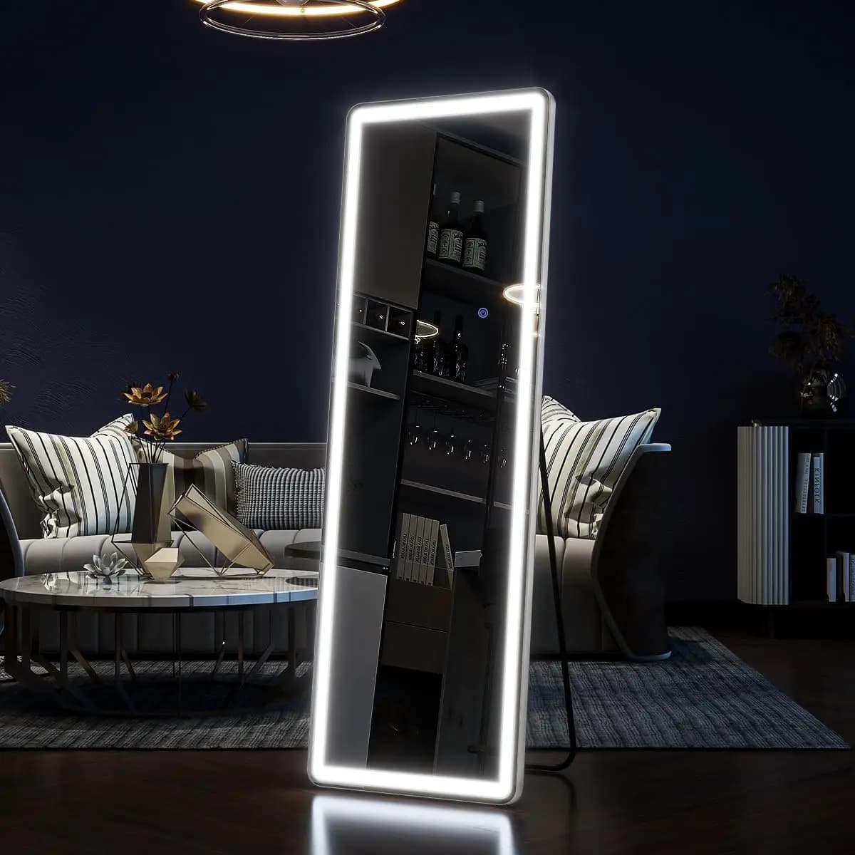 Miroir pleine longueur 63 "x 20" avec lumières, miroir LED pleine longueur, miroir de sol éclairé av