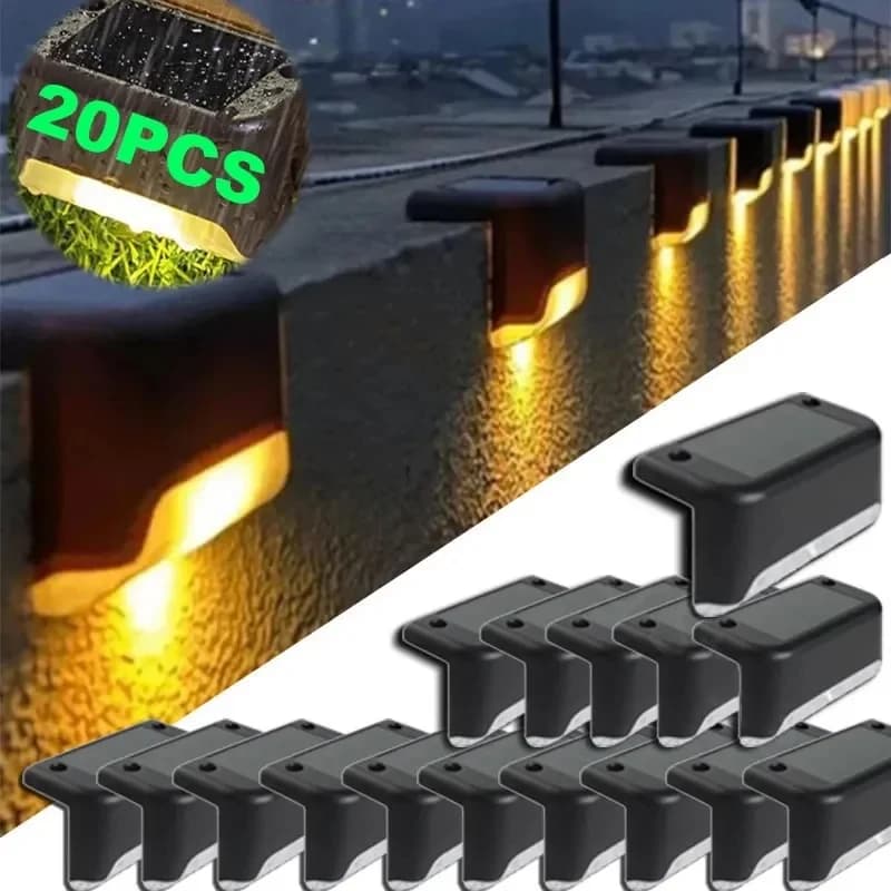 Blanc chaud LED solaire étape lampe chemin escalier extérieur jardin lumières étanche balcon lumière