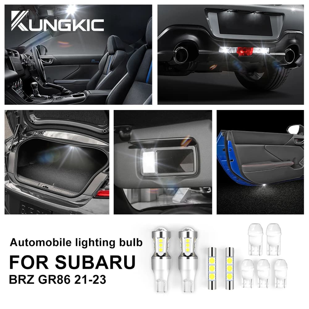Kit d'ampoules de recul pour lumière intérieure LED blanche, 9 pièces, pour BRZ pour Toyota GR86 202