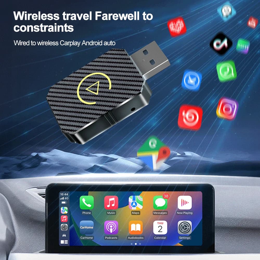 Adaptateur CarPlay sans fil et mini adaptateur automatique Android, WiFi 5 mesurz, Type-C, USB, Plug