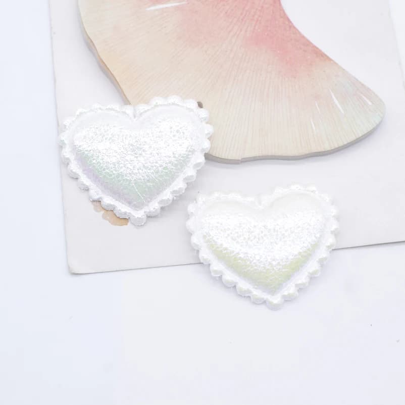 Patchs rembourrés à paillettes en forme de cœur, 38x32mm, 40 pièces, pour vêtements, chapeau, artisa