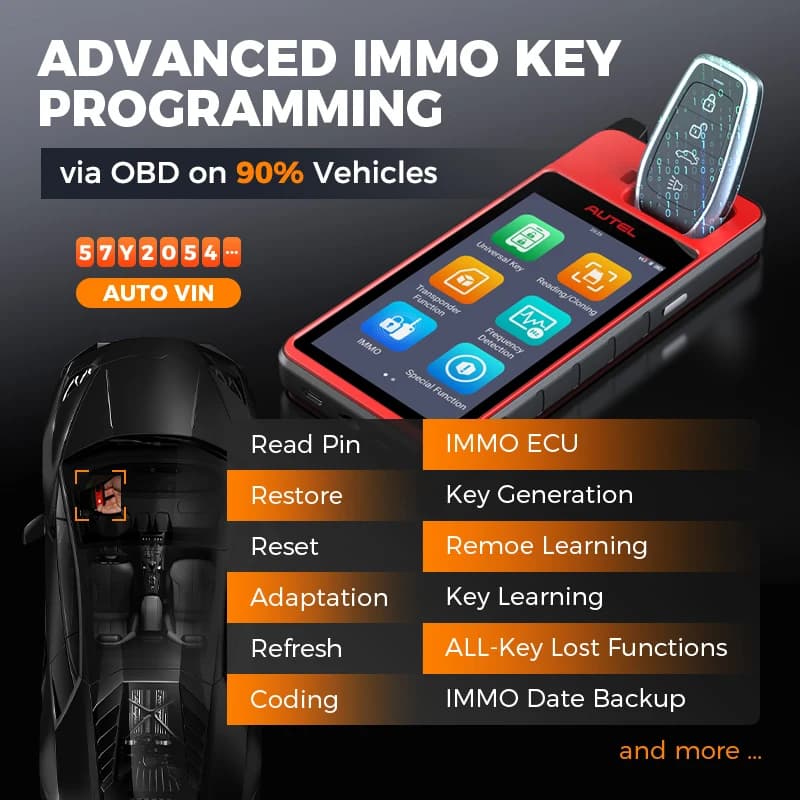 Promo Code: AEFR100  Autel-Programmateur de clé MaxiIM KM100, outil d'immobilisation, puce d'apprent
