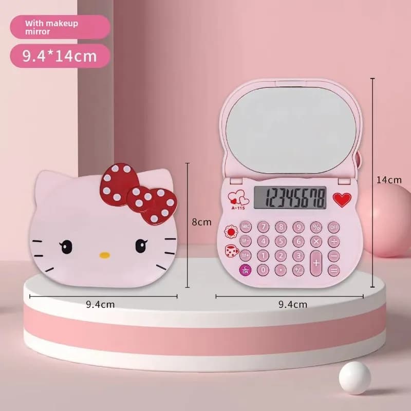 Calculatrice créative pour chaton, personnalité tendance, Style Girly mignon, miroir à rabat Portabl