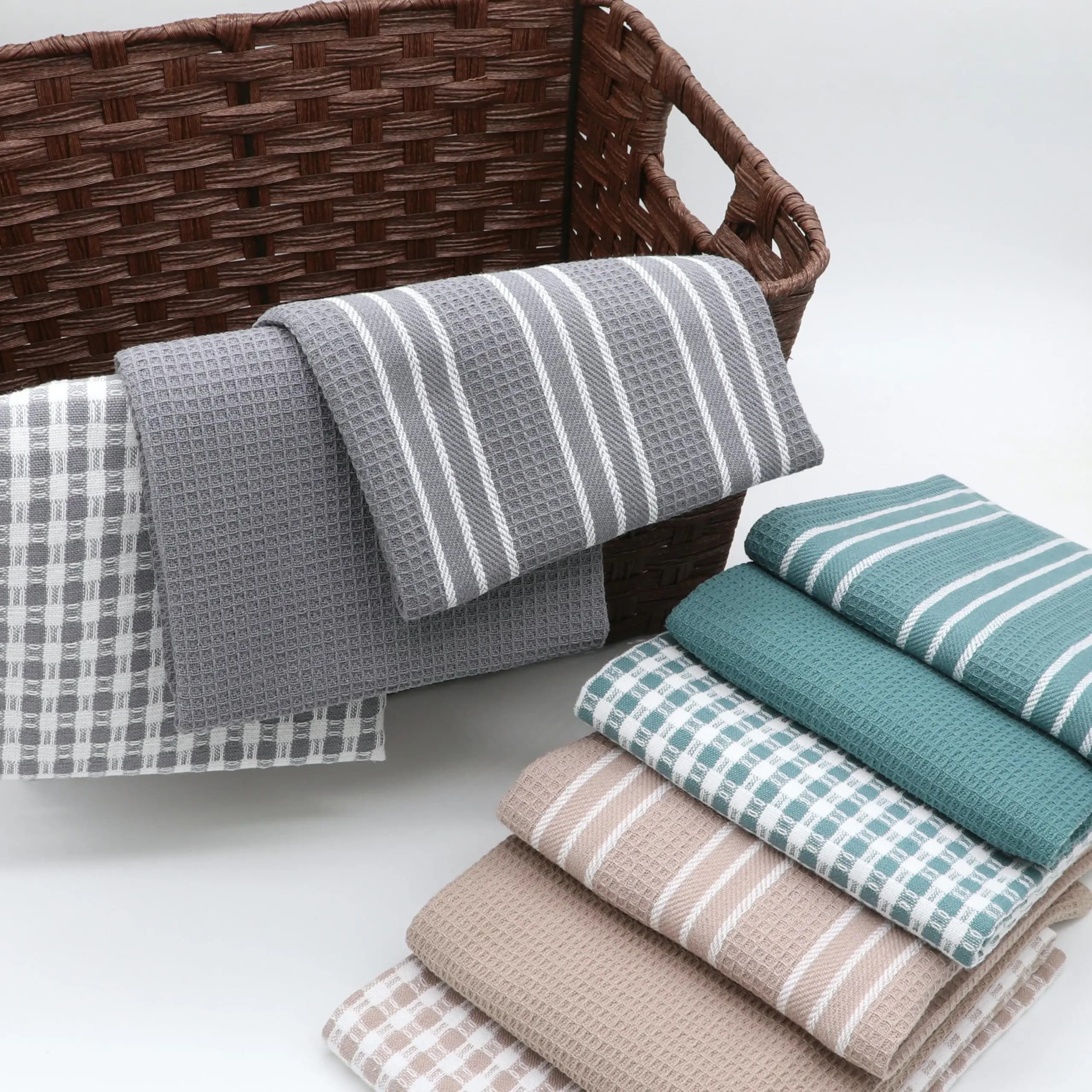 Torchons de cuisine en tissage gaufré, 100% coton, ultra doux, absorbants, à séchage rapide, ustensi