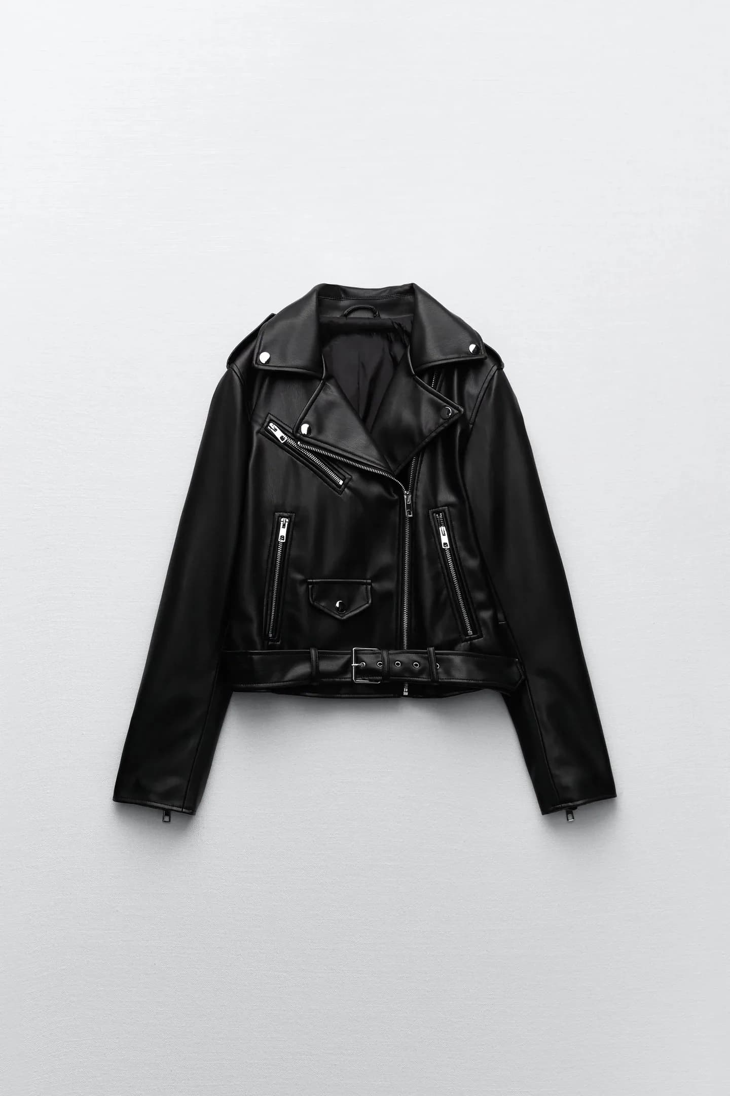 ETJ2024 automne et hiver nouvelle veste en cuir pour femme moto veste à glissière coupe ajustée mode