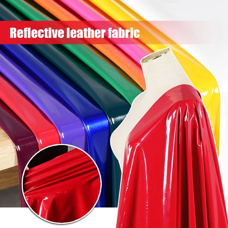 Tissu en cuir vinyle souple brillant 50x145cm, miroir Laser, Faux cuir PU, tissu PVC pour sac, robe,